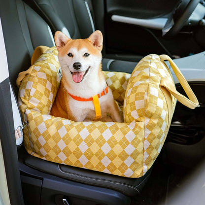 Portable Pet Carrier Booster Seat with Safety Harness and Washable Cover for Small Dogs