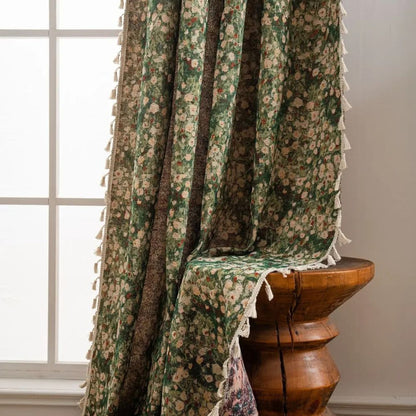 Charming Floral Tassel Curtain Panel for Timeless Décor