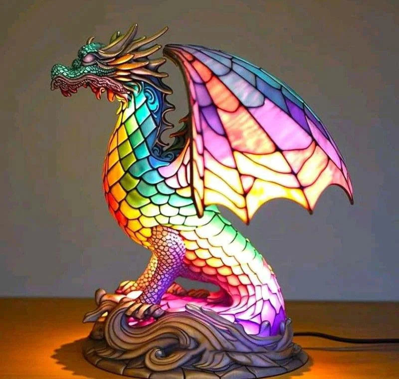 VitraFauna | Artistic Stained Glass Table Lamp with Unique Animal Prints | Stylish Lighting for Cozy Atmosphere