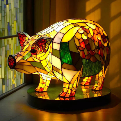 VitraFauna | Artistic Stained Glass Table Lamp with Unique Animal Prints | Stylish Lighting for Cozy Atmosphere