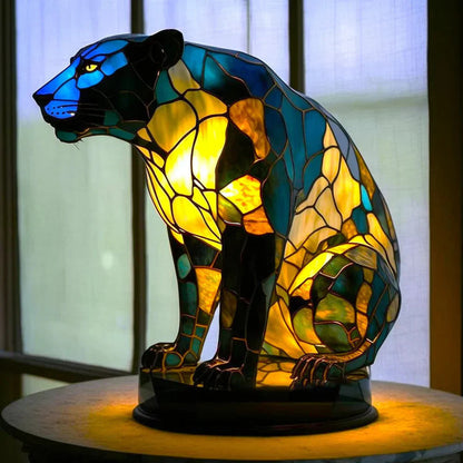 VitraFauna | Artistic Stained Glass Table Lamp with Unique Animal Prints | Stylish Lighting for Cozy Atmosphere