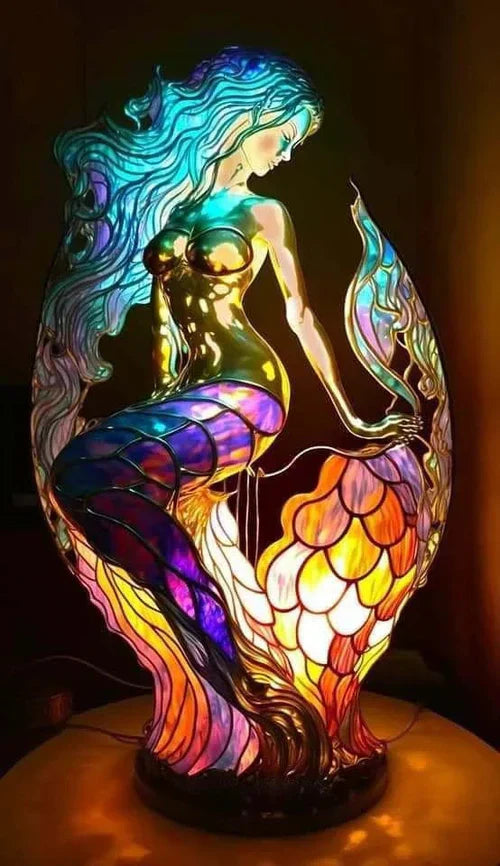 VitraFauna | Artistic Stained Glass Table Lamp with Unique Animal Prints | Stylish Lighting for Cozy Atmosphere