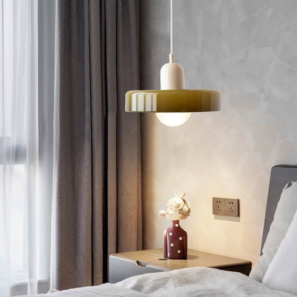 Art Glass Dome Pendant Light Fixture with Adjustable Cord for Kitchen Island Dining Room Bedroom | Modern Round Ceiling Hanging Lamp