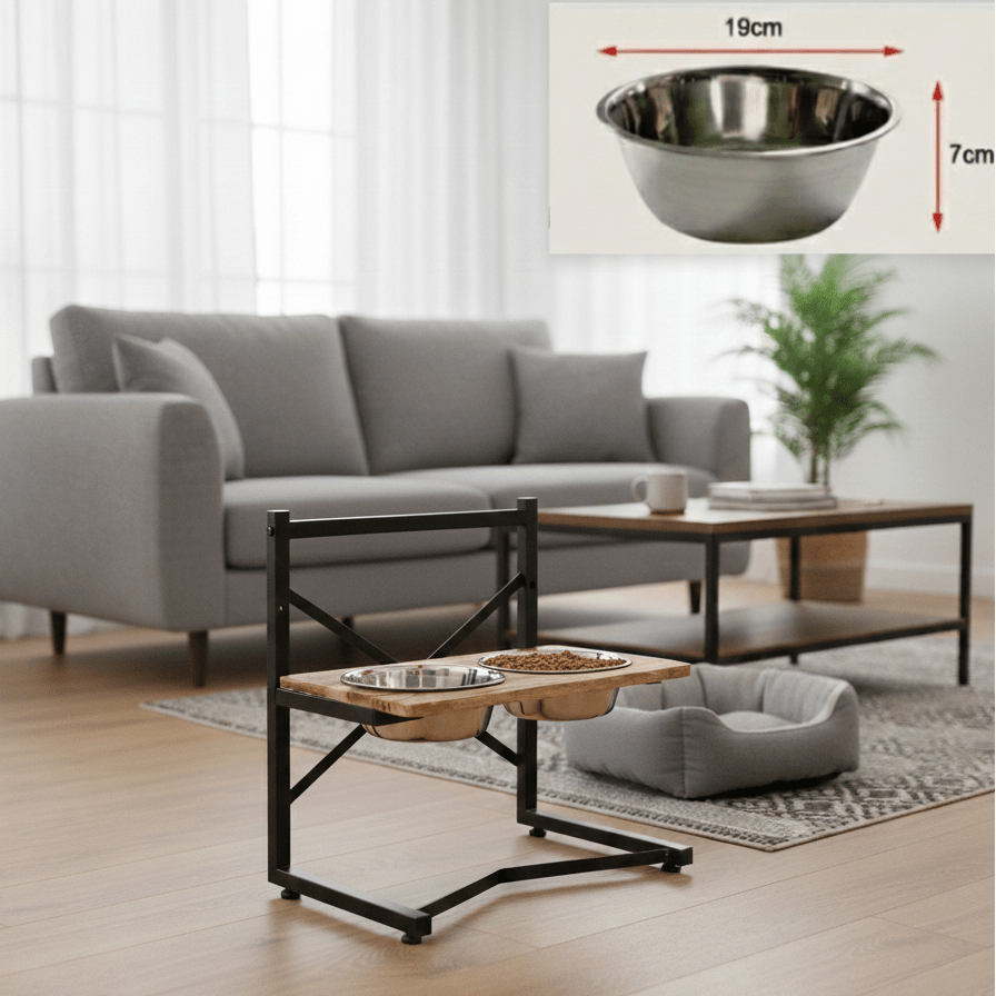 PAWDINER – Ergonomic Feeding Station with Stainless Steel Bowls