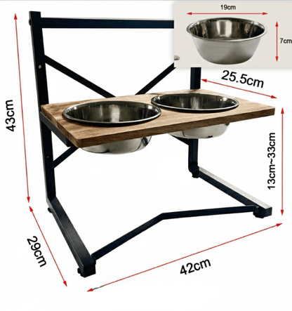 PAWDINER – Ergonomic Feeding Station with Stainless Steel Bowls