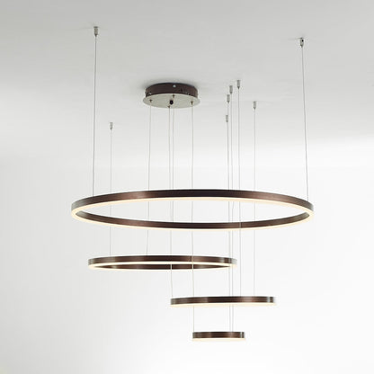 Multi-Ring LED Chandelier 16–31 in Adjustable Height Metal Acrylic Fixture Dimmable Ceiling Light for Dining Living Rooms Modern Suspended H