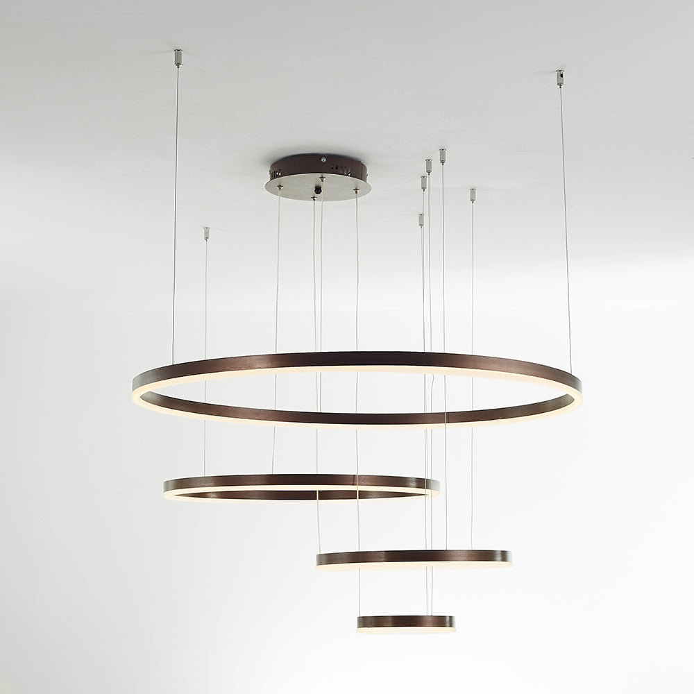 Multi-Ring LED Ceiling Light Fixture Adjustable Height Metal & Acrylic for Dining Room Bedroom Kitchen Modern Hanging Lamp Indoor Lighting D