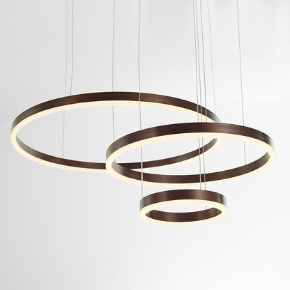 Multi-Ring LED Ceiling Light Fixture Adjustable Height Metal & Acrylic for Dining Rooms Living Spaces Bedrooms Contemporary Overhead Hanging