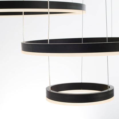 Multi-Ring LED Ceiling Light Fixture Adjustable Height Metal & Acrylic for Dining Rooms Living Spaces Bedrooms Contemporary Overhead Hanging