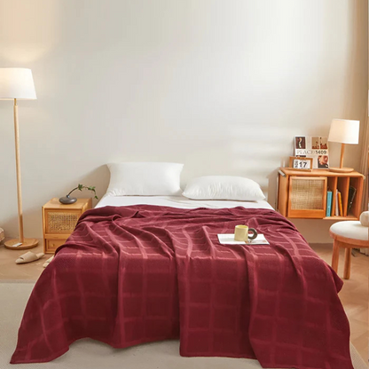 Waffle Fleece Plaid Blanket – Soft, Hypoallergenic, and Cozy for All Seasons