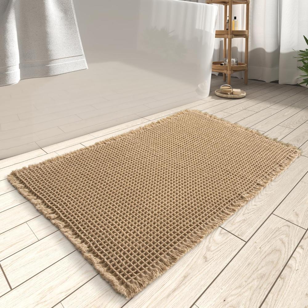 Waffle Structure Bath Mat – Soft and Absorbent Bathroom Rug for Maximum Comfort and Safety, Machine Washable