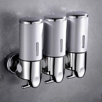3-Chamber Soap and Shampoo Dispenser for Wall Mounting