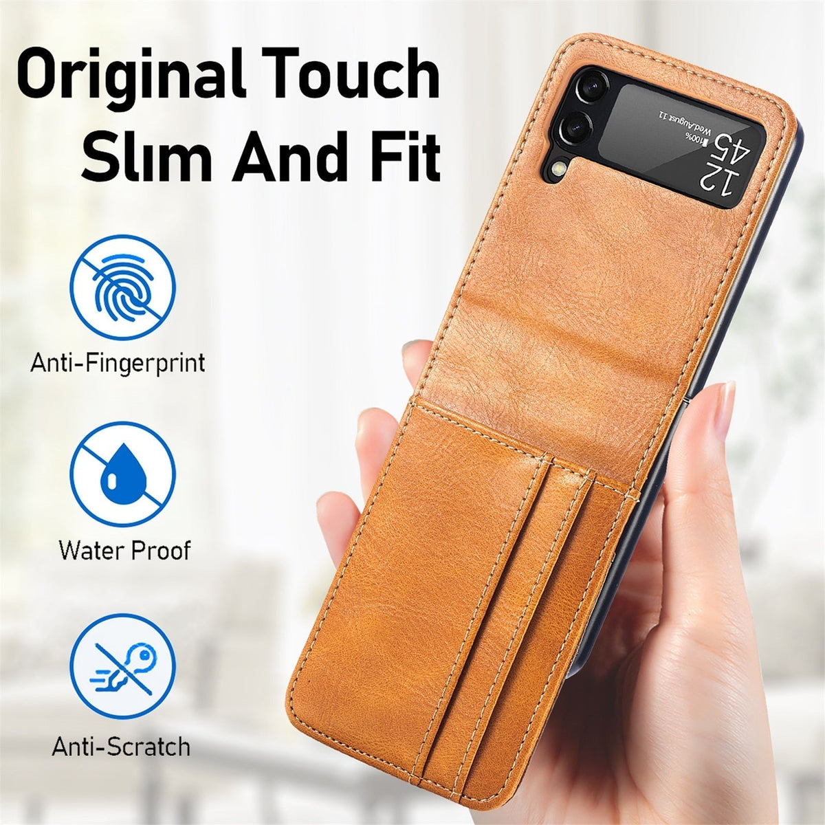 Samsung Galaxy Z Flip Card Holder Case Premium PU Leather Wallet Protection Cover for Flip 3 4 5 6 7 8 with Multiple Card Slots
