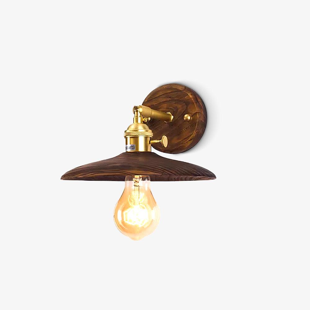 Rounded Wood & Metal Wall Sconce E27 Socket 8 Inch Minimal Accent Light for Bedroom Entryway Foyer Hallway Modern Organic Fixture Indoor Har