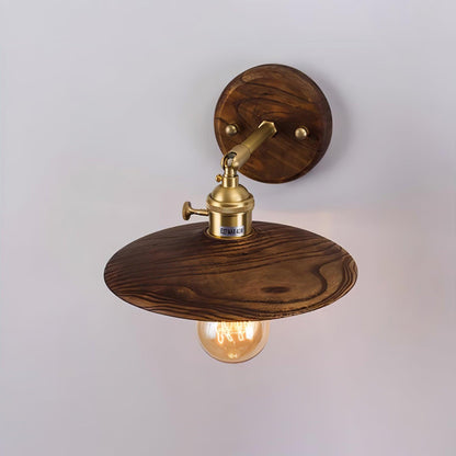 Rounded Wood & Metal Wall Sconce E27 Socket 8 Inch Minimal Accent Light for Bedroom Entryway Foyer Hallway Modern Organic Fixture Indoor Har