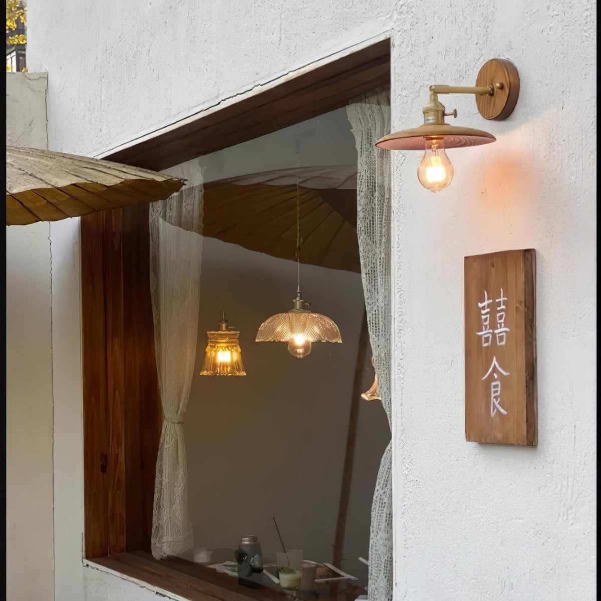 Rounded Wood & Metal Wall Sconce E27 Socket 8 Inch Minimal Accent Light for Bedroom Entryway Foyer Hallway Modern Organic Fixture Indoor Har