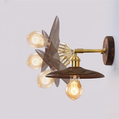 Rounded Wood & Metal Wall Sconce E27 Socket 8 Inch Minimal Accent Light for Bedroom Entryway Foyer Hallway Modern Organic Fixture Indoor Har