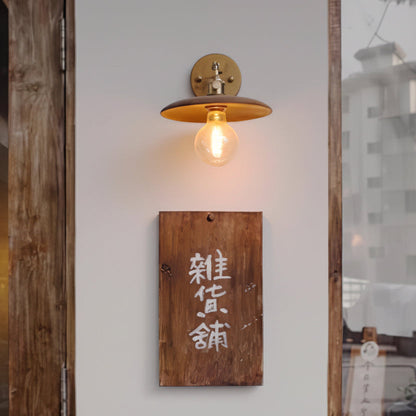 Rounded Wood & Metal Wall Sconce E27 Socket 8 Inch Minimal Accent Light for Bedroom Entryway Foyer Hallway Modern Organic Fixture Indoor Har