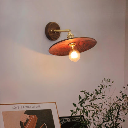 Rounded Wood & Metal Wall Sconce E27 Socket 8 Inch Minimal Accent Light for Bedroom Entryway Foyer Hallway Modern Organic Fixture Indoor Har
