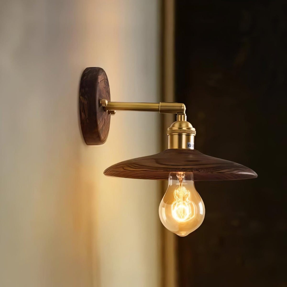 Rounded Wood & Metal Wall Sconce E27 Socket 8 Inch Minimal Accent Light for Bedroom Entryway Foyer Hallway Modern Organic Fixture Indoor Har