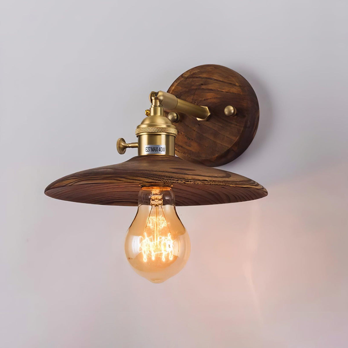 Rounded Wood & Metal Wall Sconce E27 Socket 8 Inch Minimal Accent Light for Bedroom Entryway Foyer Hallway Modern Organic Fixture Indoor Har