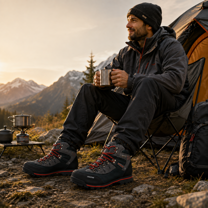 Men's Waterproof Hiking Boots with Non-Slip Rubber Sole – Mid-Ankle Trekking Shoes for Winter Trail Walking, Outdoor Adventures & Mountain