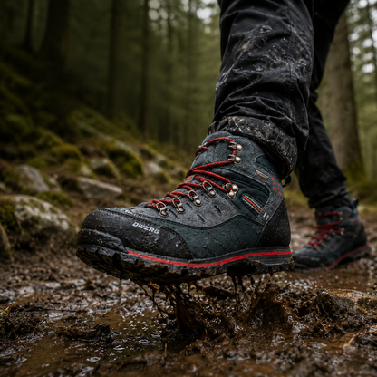 Men's Waterproof Hiking Boots with Non-Slip Rubber Sole – Mid-Ankle Trekking Shoes for Winter Trail Walking, Outdoor Adventures & Mountain
