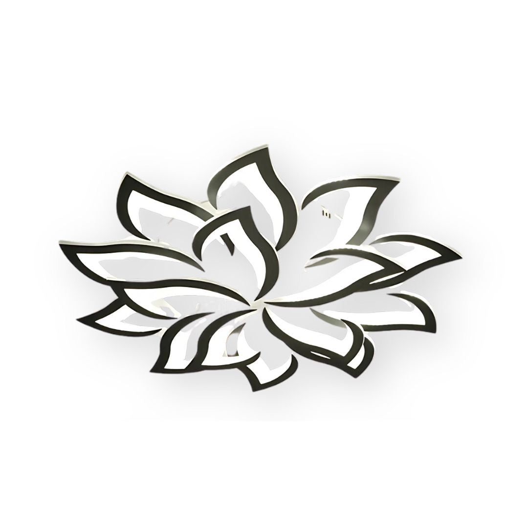 LED Flush Mount Light Fixture with Floral Layered Design for Bedroom, Entryway & Living Spaces | 22 in Black Metal Modern Low Profile Ambien