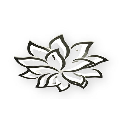 LED Flush Mount Light Fixture with Floral Layered Design for Bedroom, Entryway & Living Spaces | 22 in Black Metal Modern Low Profile Ambien