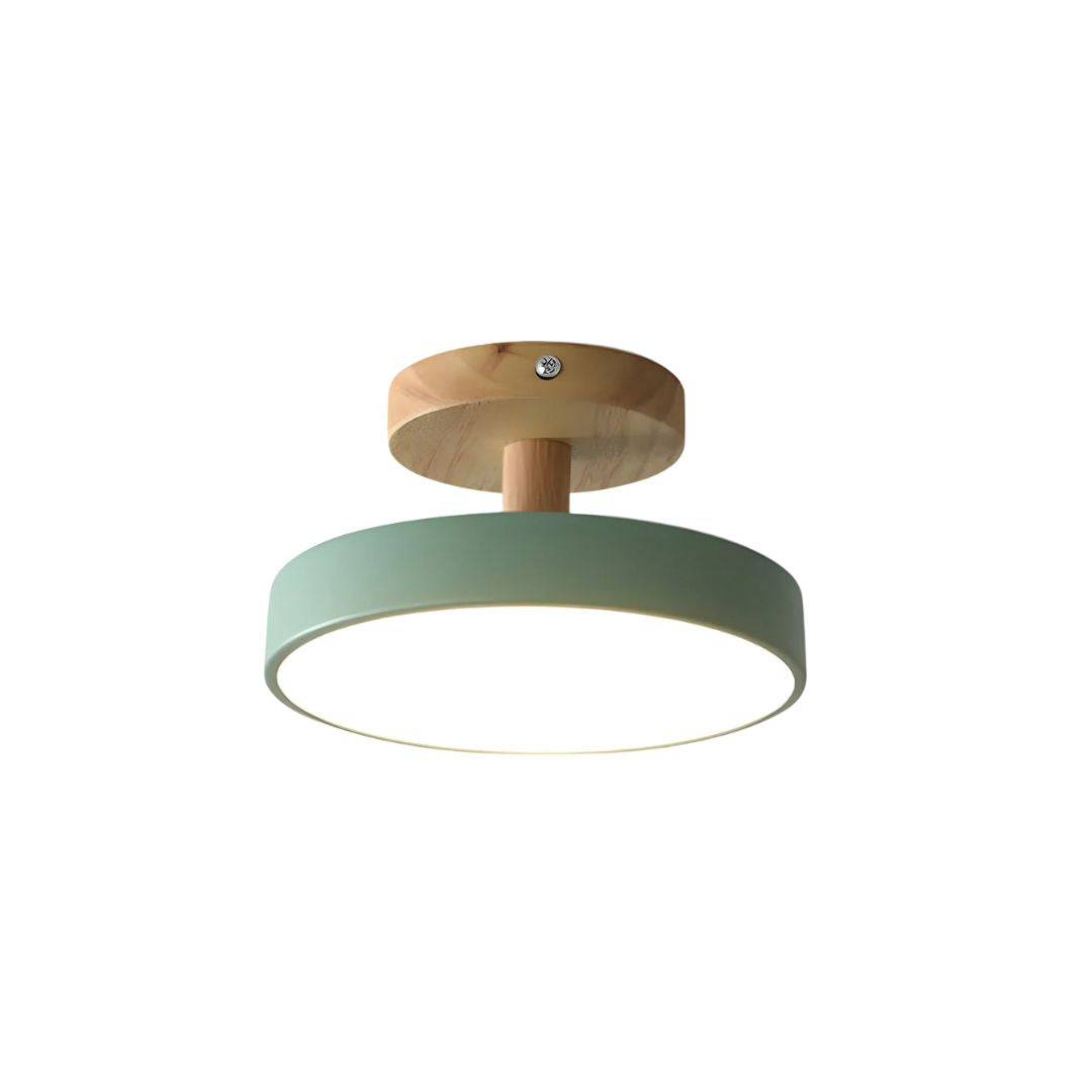 Flush Mount LED Light Fixture Wood Metal 12W for Bedroom Hallway Living Room Scandinavian Style Minimalist Low Profile Integrated Bulb Soft