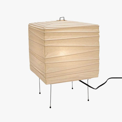 Geometric Paper Cube Lamp with Wire Stand for Bedroom Desk Nightstand Living Room Office Handcrafted Ambient Lighting Minimalist Accent 9×15