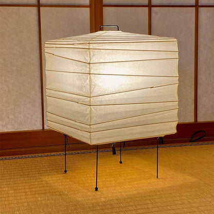 Geometric Paper Cube Lamp with Wire Stand for Bedroom Desk Nightstand Living Room Office Handcrafted Ambient Lighting Minimalist Accent 9×15