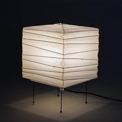 Geometric Paper Cube Lamp with Wire Stand for Bedroom Desk Nightstand Living Room Office Handcrafted Ambient Lighting Minimalist Accent 9×15