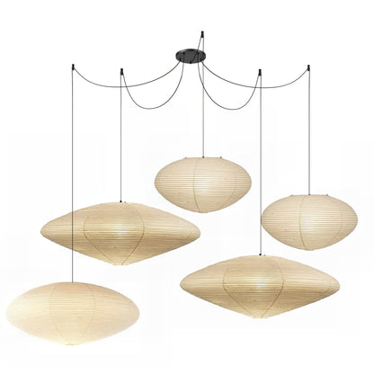 Handmade Rice Paper Sphere Pendant Lamp for Dining Room & Bedroom | Sculptural Ceiling Fixture with Adjustable Cord | E26 Edison Bulb Compat