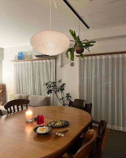 Handcrafted Paper Shade Ceiling Light with Adjustable Cord White Hanging Fixture for Bedroom Living Room Kitchen Dining Modern Indoor Lamp