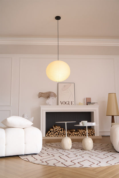 Handmade Paper Globe Drop Light for Kitchen Island & Dining Room – Adjustable Cable, E26 Socket, Soft Ambient Glow – Modern Overhead Fixture