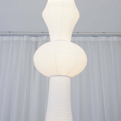 Overhead Hanging Fixture with Paper Shade for Kitchen Island or Breakfast Nook | Cylindrical Drop Lamp in White or Warm Tone | E26 Socket Ce