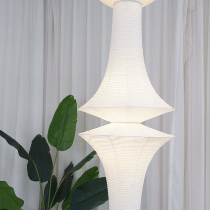 Overhead Hanging Fixture with Paper Shade for Kitchen Island or Breakfast Nook | Cylindrical Drop Lamp in White or Warm Tone | E26 Socket Ce