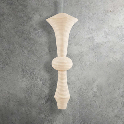 Overhead Hanging Fixture with Paper Shade for Kitchen Island or Breakfast Nook | Cylindrical Drop Lamp in White or Warm Tone | E26 Socket Ce