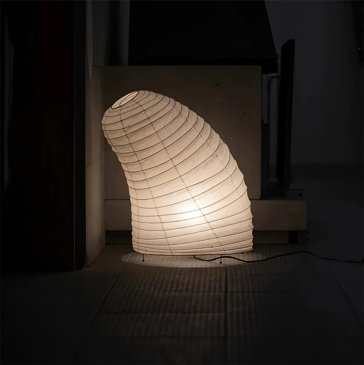 Handcrafted Paper Shade Accent Lamp 10 in Wide Warm Glow LED Bedside Nightlight for Bedroom Office Desktop Reading Nook Minimalist Japanese