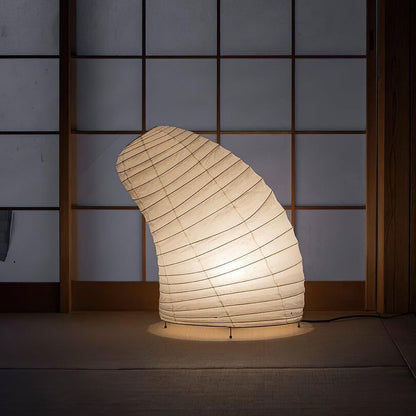 Handcrafted Paper Shade Accent Lamp 10 in Wide Warm Glow LED Bedside Nightlight for Bedroom Office Desktop Reading Nook Minimalist Japanese