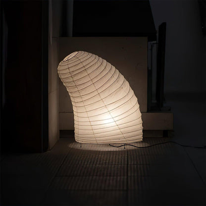 Handcrafted Paper Shade Accent Lamp 10 in Wide Warm Glow LED Bedside Nightlight for Bedroom Office Desktop Reading Nook Minimalist Japanese