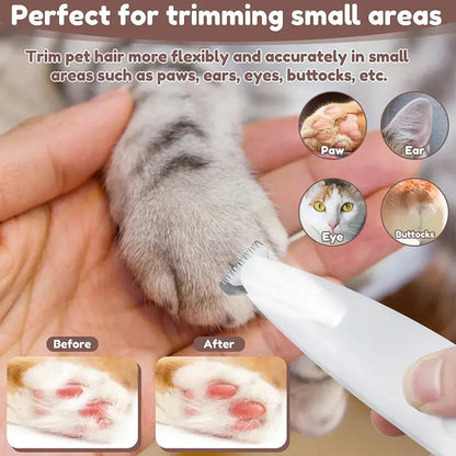 Cordless Rechargeable Pet Grooming Clippers with Built-In LED Light for Dogs Cats All Breeds Waterproof Quiet Trimmer for Home Grooming