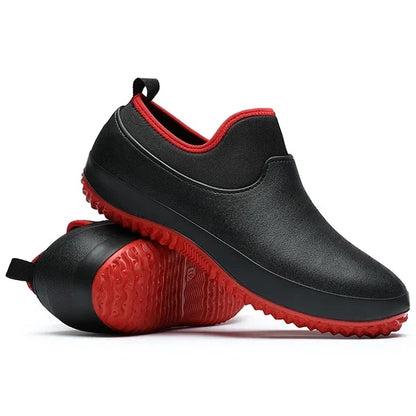Men's Slip-On Safety Shoes Waterproof Non-Slip Work Footwear for Kitchen Restaurant Construction Outdoor Jobs