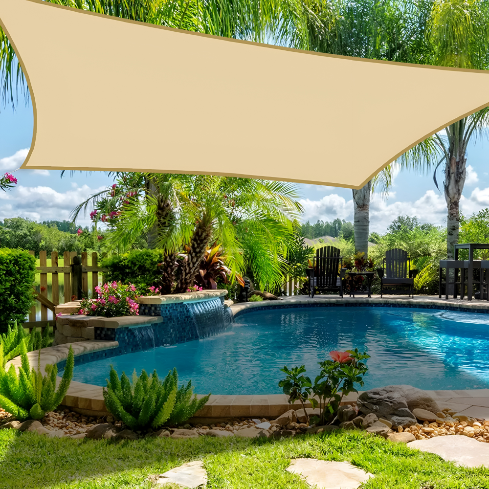 Rectangle Canopy Tarp 10×16.5 ft Waterproof Sunshade for Deck Yard Pool Balcony Pergola Gazebo Porch Awning 98% UV Block Shelter with Rope T