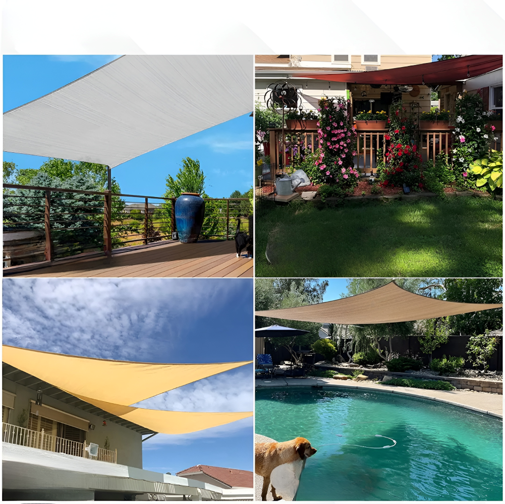 Rectangle Canopy Tarp 10×16.5 ft Waterproof Sunshade for Deck Yard Pool Balcony Pergola Gazebo Porch Awning 98% UV Block Shelter with Rope T