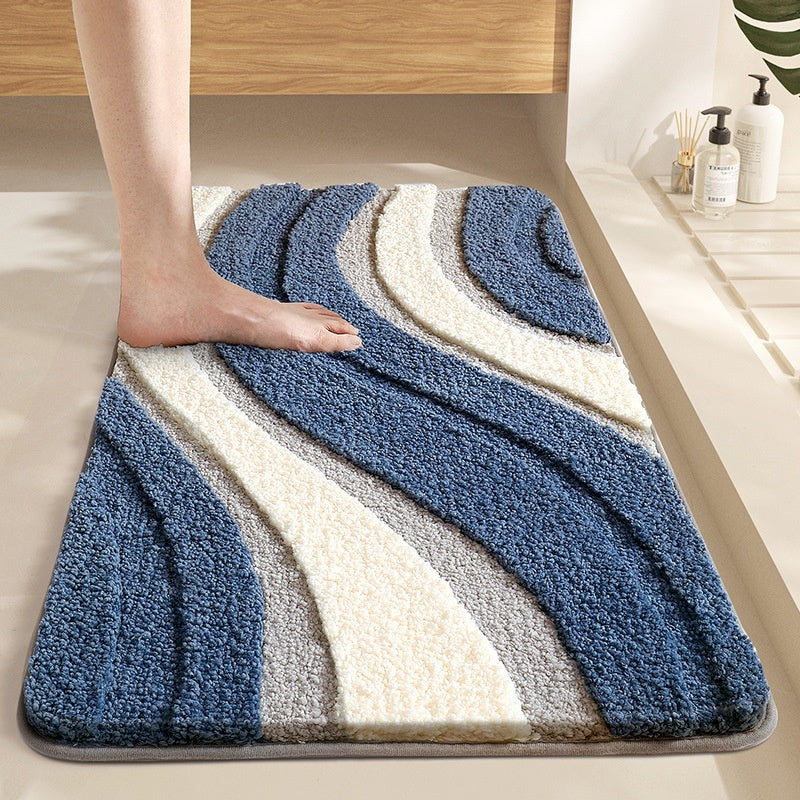 Wave Collection | Non-Slip Bath Mat with Plush Texture | Soft and Safe for Bathroom Comfort
