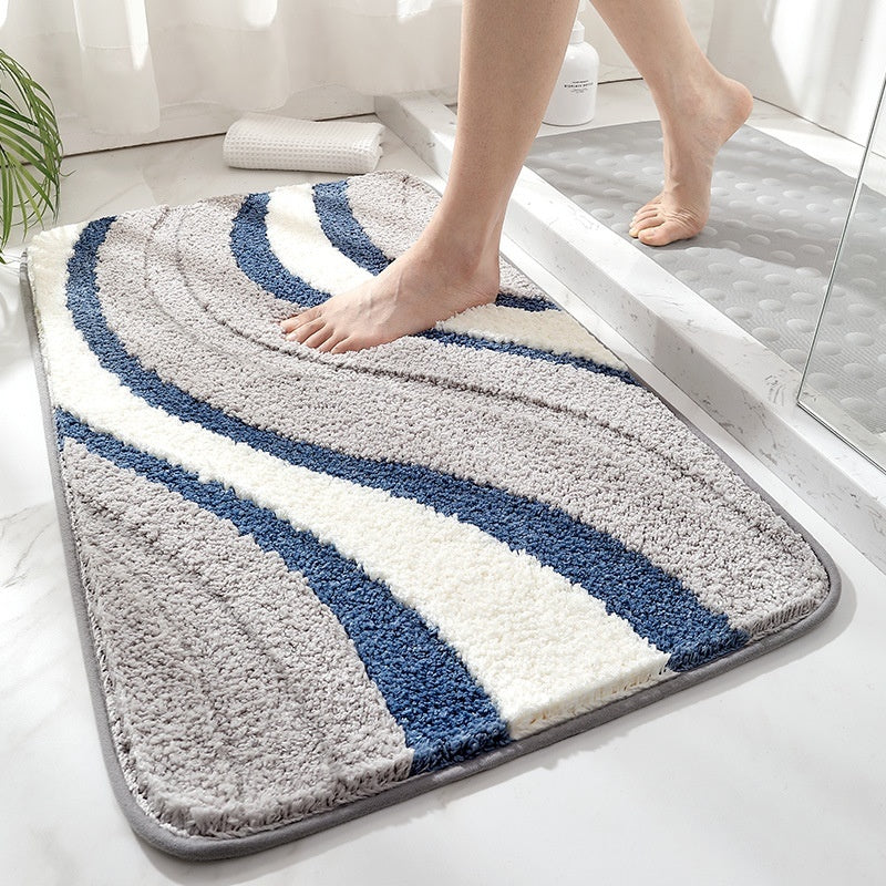 Wave Collection | Non-Slip Bath Mat with Plush Texture | Soft and Safe for Bathroom Comfort