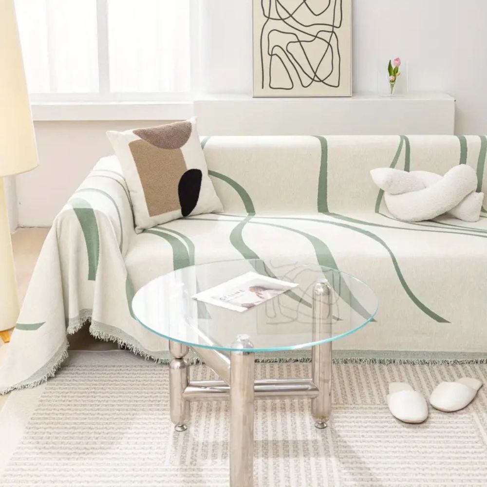 Waver Sofa Cover - Jacquard Chenille, Non-Slip Design, Flowy design