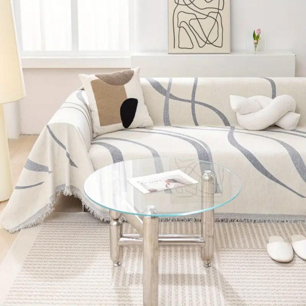 Waver Sofa Cover - Jacquard Chenille, Non-Slip Design, Flowy design